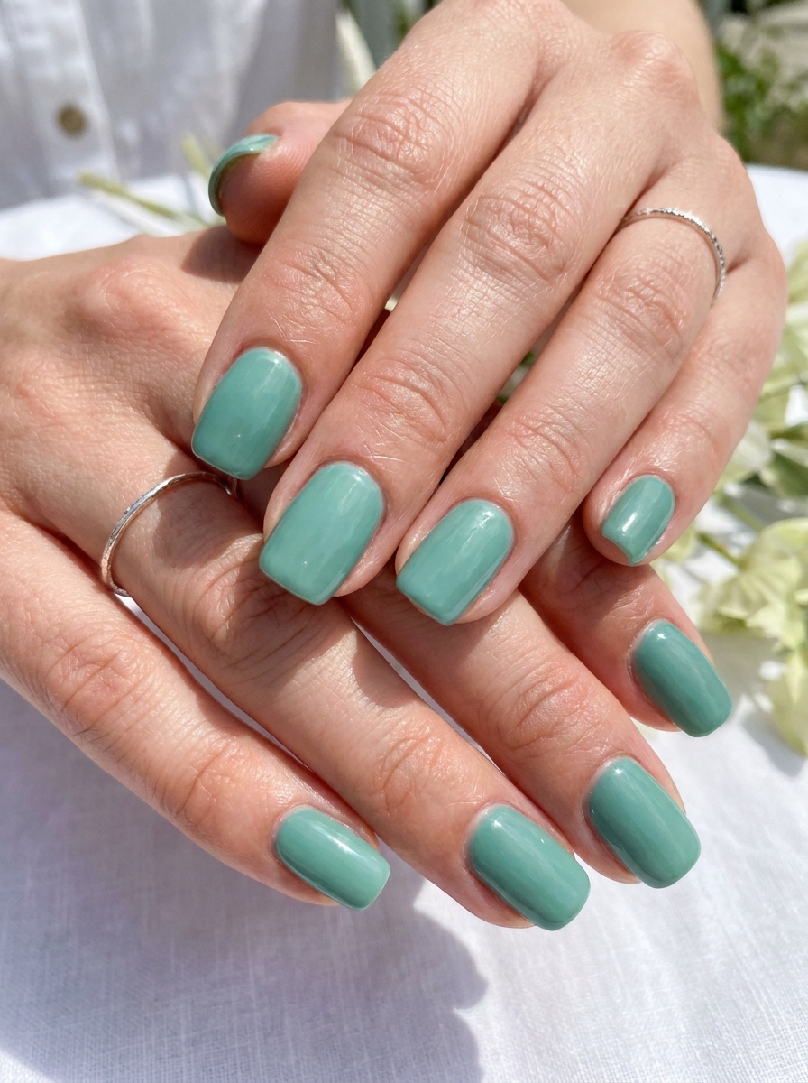 Seafoam Green Square Nails